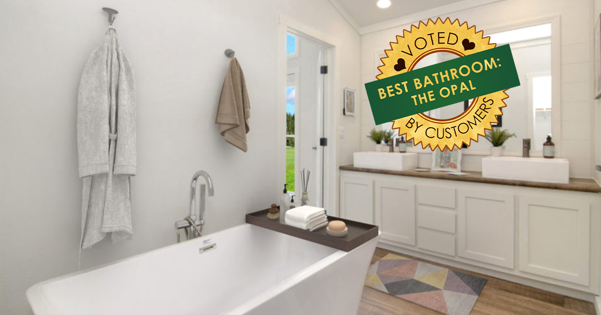 Voted Best Bathroom by customers in 2023! Mobile Home Affordable Luxury