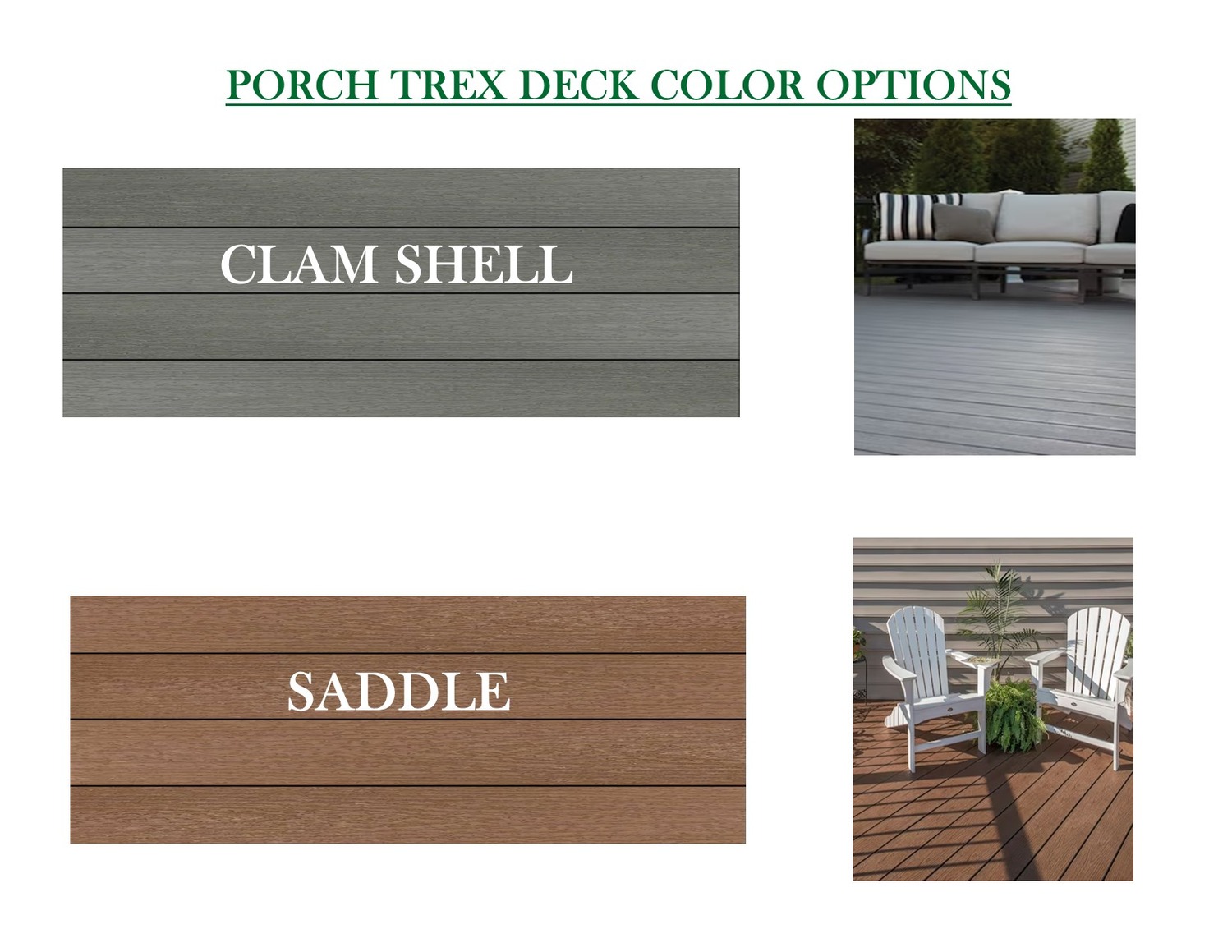 OAK CREEK FORT WORTH TREX DECKING COLOR OPTIONS